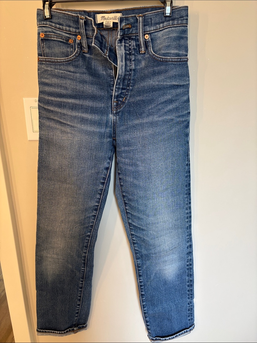 Madewell Medium Blue High-Rise Cropped Slim Jeans